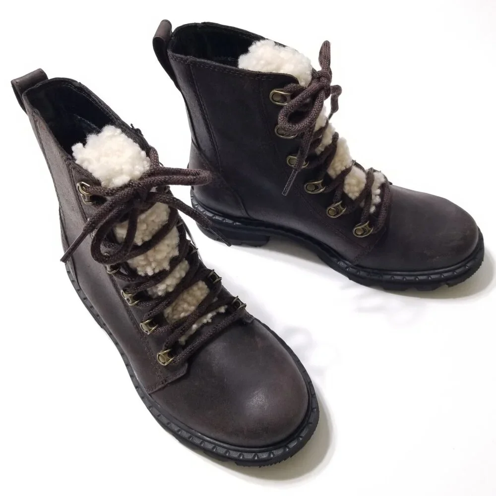 NWOB Sorel Lennox Lace Cozy Waterproof Winter Boots in Blackened Brown Sz 6.5, 7